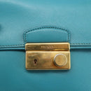 PRADA Hand Bag Safiano leather 2way Light Blue Gold Auth 166296-19