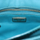 PRADA Hand Bag Safiano leather 2way Light Blue Gold Auth 166296-20