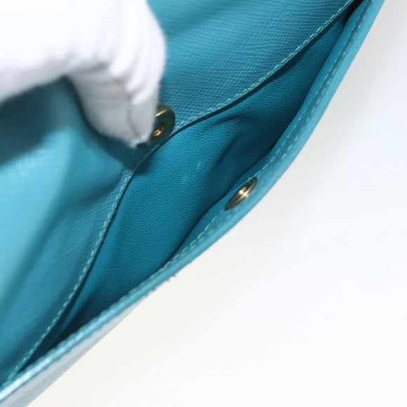 PRADA Hand Bag Safiano leather 2way Light Blue Gold Auth 166296