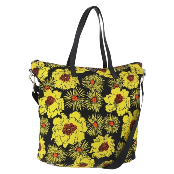 PRADA Tote Bag Nylon 2way Yellow Silver Auth 166303