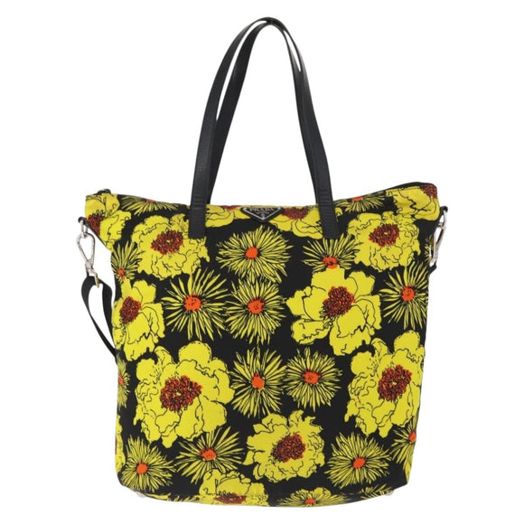 PRADA Tote Bag Nylon 2way Yellow Silver Auth 166303