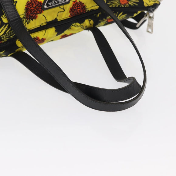 PRADA Tote Bag Nylon 2way Yellow Silver Auth 166303