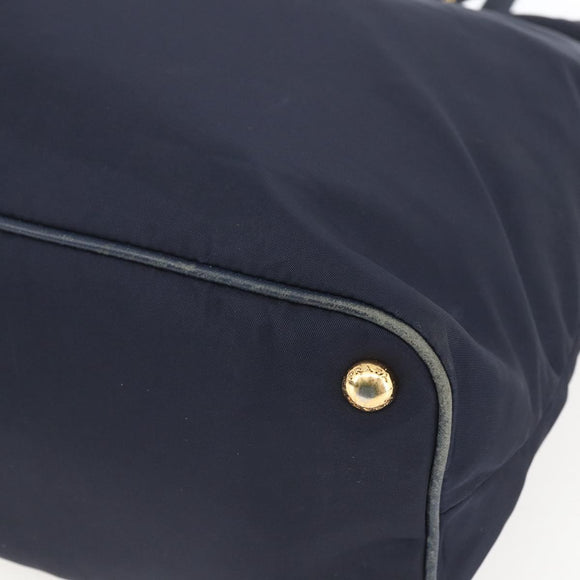 PRADA Tote Bag Nylon Navy Gold Auth 166304
