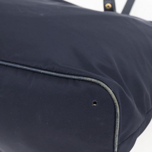 PRADA Tote Bag Nylon Navy Gold Auth 166304
