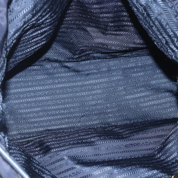 PRADA Tote Bag Nylon Navy Gold Auth 166304