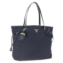 PRADA Tote Bag Nylon Navy Gold Auth 166304-1
