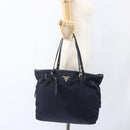 PRADA Tote Bag Nylon Navy Gold Auth 166304-25