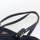 PRADA Tote Bag Nylon Navy Gold Auth 166304-8