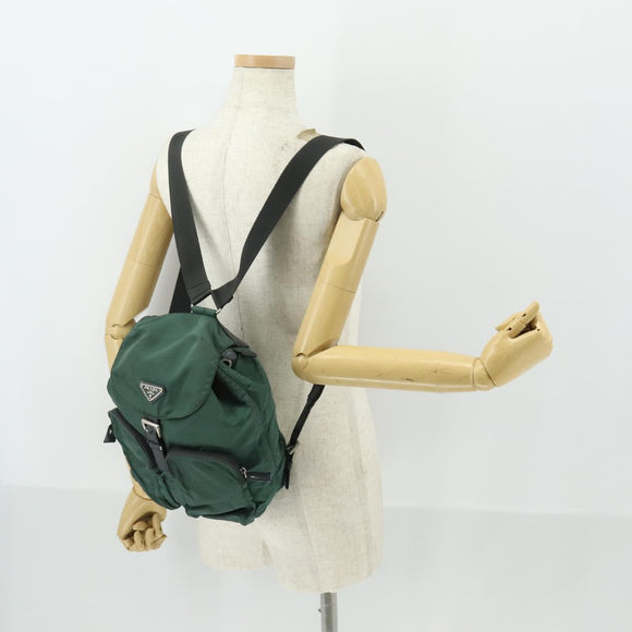 PRADA Rugzak Nylon Groen Zilver Origineel 166306