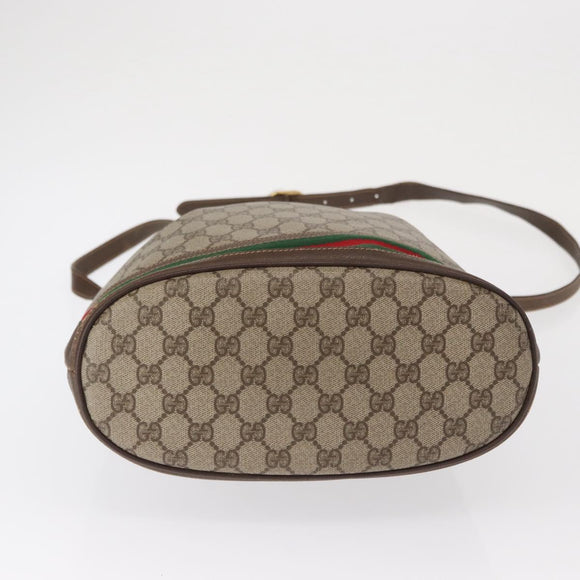 GUCCI GG Supreme Web Sherry Line Bag PVC Beige Gold 164 02 085 Auth 166308