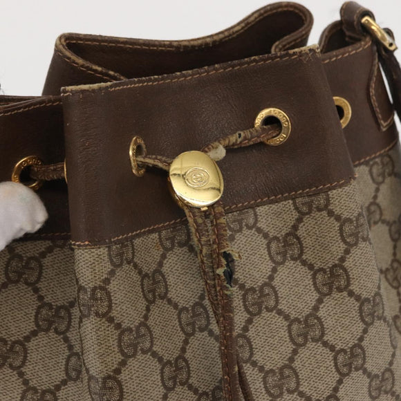 GUCCI GG Supreme Web Sherry Line Bag PVC Beige Gold 164 02 085 Auth 166308