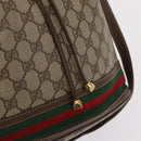 GUCCI GG Supreme Web Sherry Line Bag PVC Beige Gold 164 02 085 Auth 166308-18