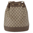 GUCCI GG Supreme Web Sherry Line Bag PVC Beige Gold 164 02 085 Auth 166308-2