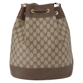 GUCCI GG Supreme Web Sherry Line Bag PVC Beige Gold 164 02 085 Auth 166308 - 0