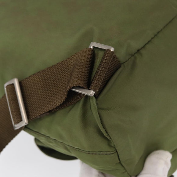 PRADA Backpack Nylon Green Silver Auth 166315