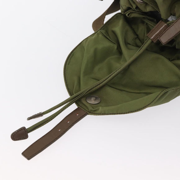 PRADA Backpack Nylon Green Silver Auth 166315