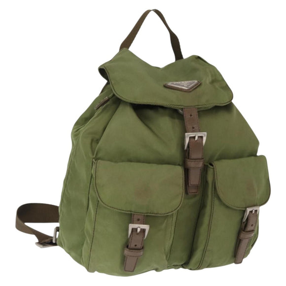 PRADA Backpack Nylon Green Silver Auth 166315