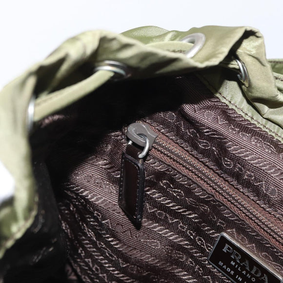 PRADA Backpack Nylon Green Silver Auth 166315