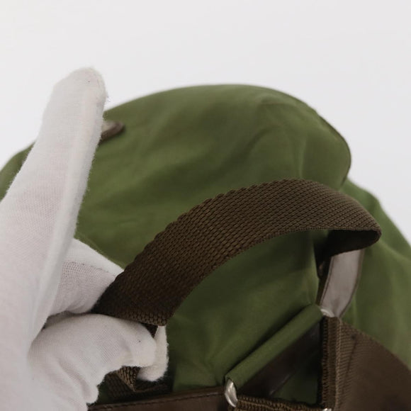 PRADA Backpack Nylon Green Silver Auth 166315