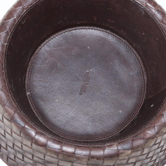 BOTTEGAVENETA Food Bowl And Collar set Dog Leash Leather Brown Auth 166322