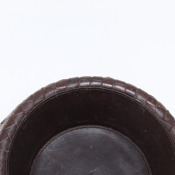 BOTTEGAVENETA Food Bowl And Collar set Dog Leash Leather Brown Auth 166322