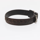 BOTTEGAVENETA Food Bowl And Collar set Dog Leash Leather Brown Auth 166322-23