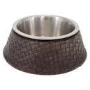 BOTTEGAVENETA Food Bowl And Collar set Dog Leash Leather Brown Auth 166322-4