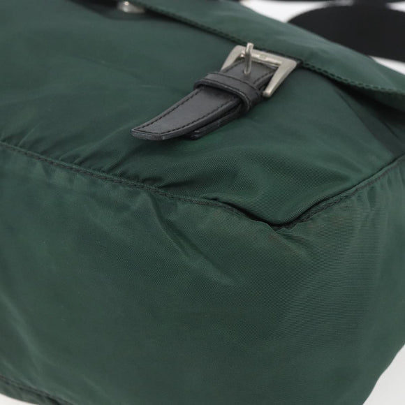 PRADA Shoulder Bag Nylon Green Silver Auth 166324