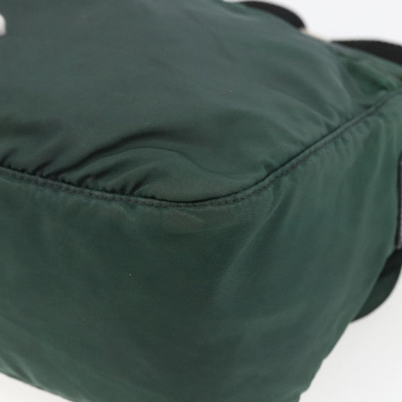 PRADA Shoulder Bag Nylon Green Silver Auth 166324
