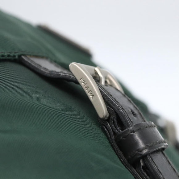 PRADA Shoulder Bag Nylon Green Silver Auth 166324