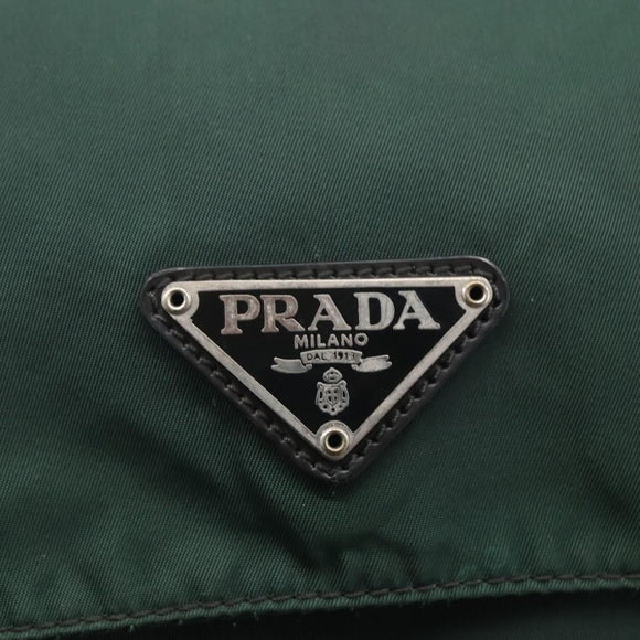 PRADA Shoulder Bag Nylon Green Silver Auth 166324