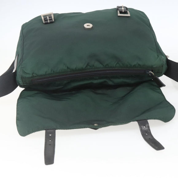 PRADA Shoulder Bag Nylon Green Silver Auth 166324