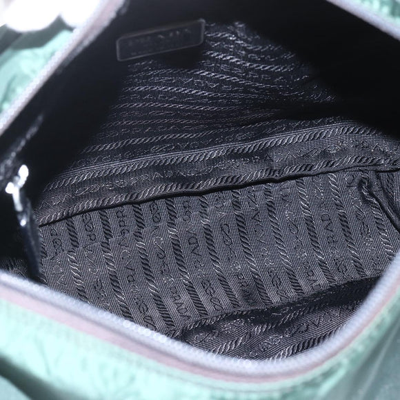 PRADA Shoulder Bag Nylon Green Silver Auth 166324