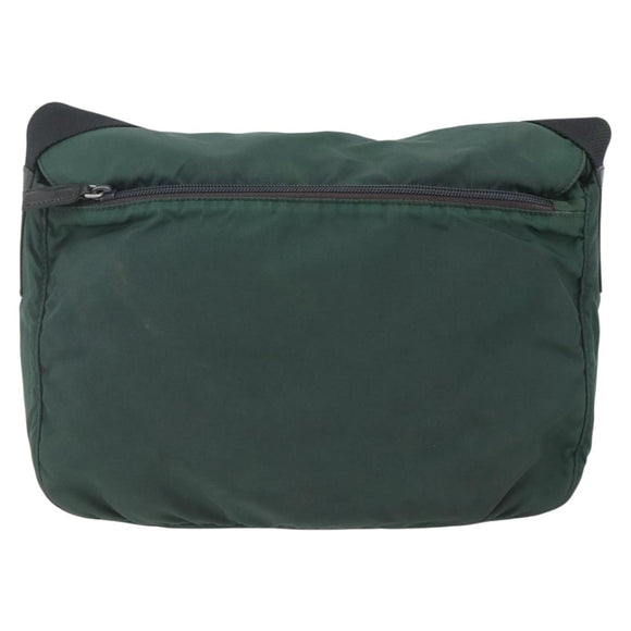 PRADA Shoulder Bag Nylon Green Silver Auth 166324