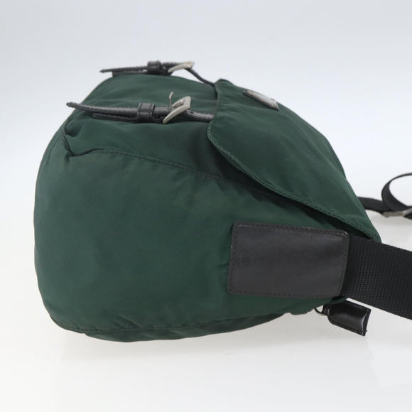 PRADA Shoulder Bag Nylon Green Silver Auth 166324