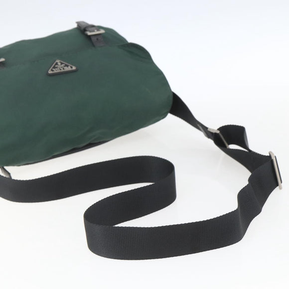 PRADA Shoulder Bag Nylon Green Silver Auth 166324