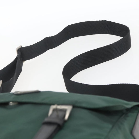 PRADA Shoulder Bag Nylon Green Silver Auth 166324