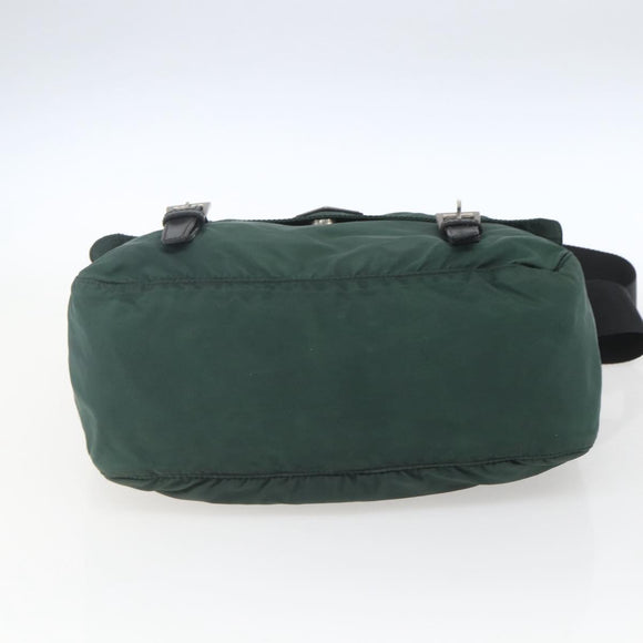PRADA Shoulder Bag Nylon Green Silver Auth 166324