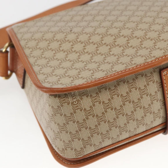 CELINE Macadam Canvas Shoulder Bag PVC Beige Gold Auth 166326