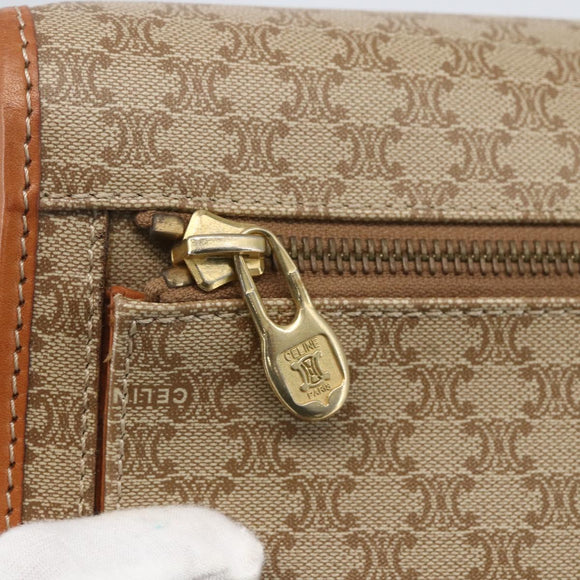 CELINE Macadam Canvas Shoulder Bag PVC Beige Gold Auth 166326