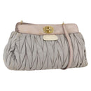 Miu Miu Matelasse Shoulder Bag Leather Gray Gold Auth 166328-1
