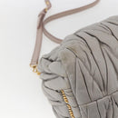 Miu Miu Matelasse Shoulder Bag Leather Gray Gold Auth 166328-14