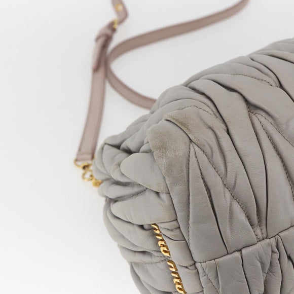 Miu Miu Matelasse Shoulder Bag Leather Gray Gold Auth 166328