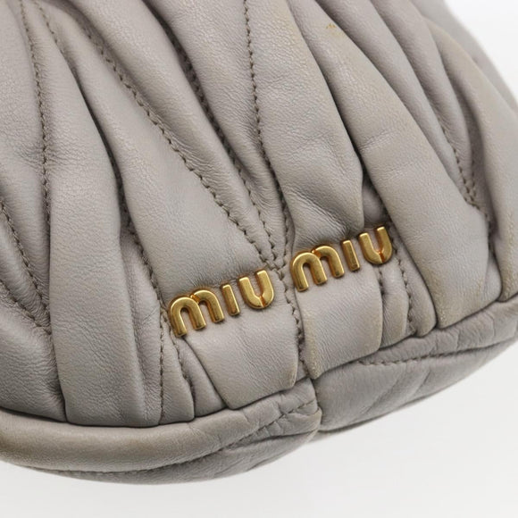 Miu Miu Matelasse Shoulder Bag Leather Gray Gold Auth 166328
