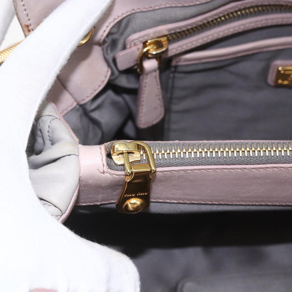 Miu Miu Matelasse Shoulder Bag Leather Gray Gold Auth 166328