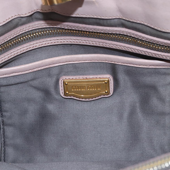 Miu Miu Matelasse Shoulder Bag Leather Gray Gold Auth 166328