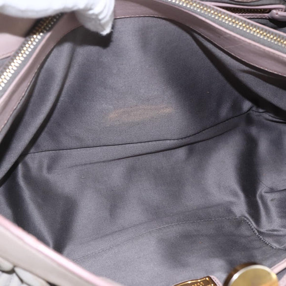 Miu Miu Matelasse Shoulder Bag Leather Gray Gold Auth 166328