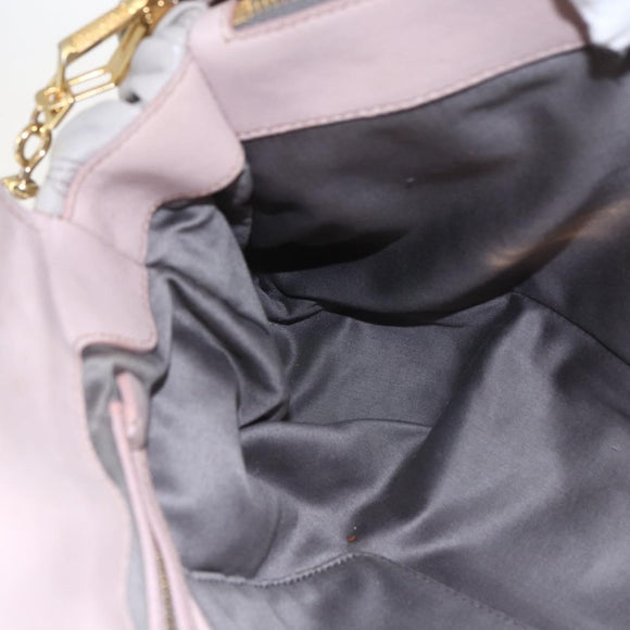 Miu Miu Matelasse Shoulder Bag Leather Gray Gold Auth 166328