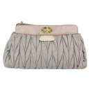 Miu Miu Matelasse Shoulder Bag Leather Gray Gold Auth 166328-13