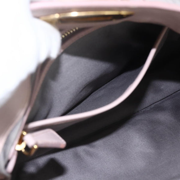 Miu Miu Matelasse Shoulder Bag Leather Gray Gold Auth 166328
